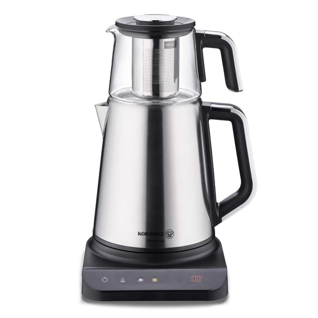 KORKMAZ A852-01 PROSENSE ELEKTRİKLİ ÇAYDANLIK INOX CAM DEMLİK
