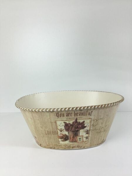 OVAL METAL DEKORATİF KOVA SAKSI ORTA BOY