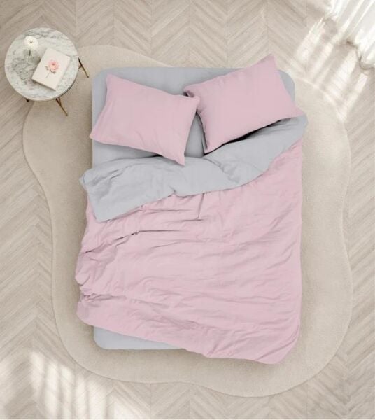 COTTON BOX PLAİN PEMBE-GRİ ÇİFT KİŞİLİK NEVRESİM TAKIMI