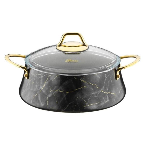 BRİONİ MARBLE MERMER DESEN 7 PARÇA TENCERE SETİ SİYAH