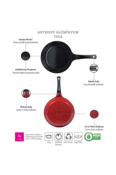 PRİMANOVA ANTHONY ALÜMİNYUM KIZARTMA TAVASI 24CM SİYAH