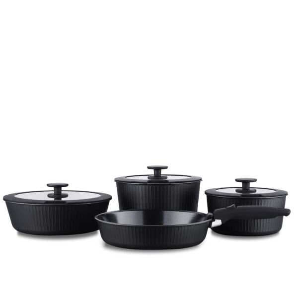 KORKMAZ A2792 NOVA PRATİKA 8 PARÇA TENCERE SETİ SİYAH