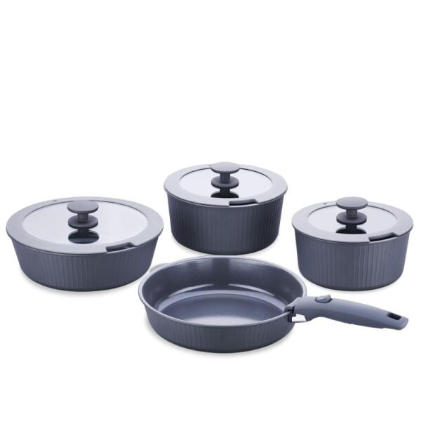 KORKMAZ A2792-1 NOVA PRATİKA 8 PARÇA TENCERE SETİ GRİ