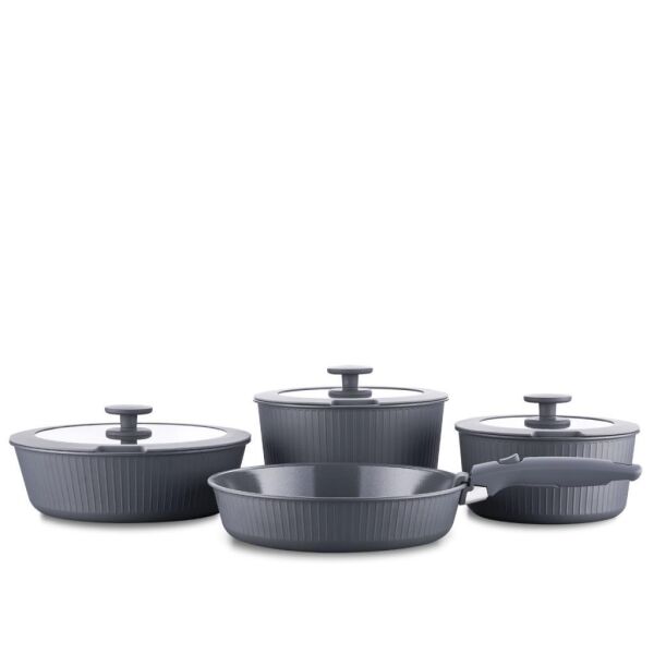 KORKMAZ A2792-1 NOVA PRATİKA 8 PARÇA TENCERE SETİ GRİ