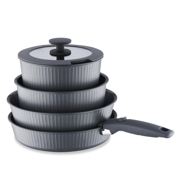 KORKMAZ A2792-1 NOVA PRATİKA 8 PARÇA TENCERE SETİ GRİ