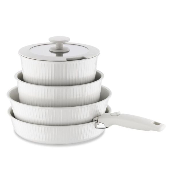 KORKMAZ A2792-2 NOVA PRATİKA 8 PARÇA TENCERE SETİ BEJ