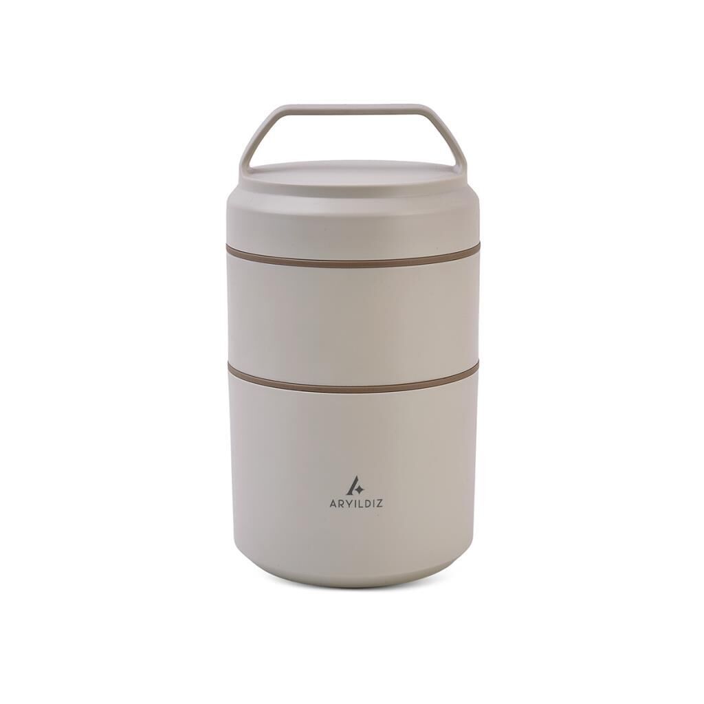 ARYILDIZ BENTO LUNCH BOX YEMEK TERMOSU İKİ KATLI BEJ 1200ML