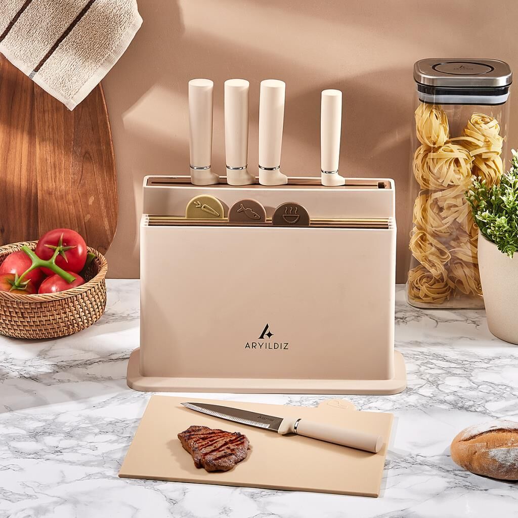 ARYILDIZ KAİZU 10 PARÇA BLOK BIÇAK VE KESİM PANO SETİ