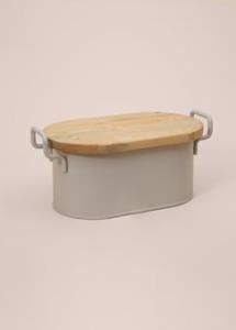 THE MİA STRİPE AHŞAP KAPAKLI EKMEK SAKLAMA KUTUSU BEJ 40*22*18 CM