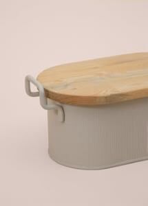 THE MİA STRİPE AHŞAP KAPAKLI EKMEK SAKLAMA KUTUSU BEJ 40*22*18 CM