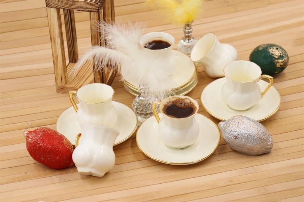 GLAMOUR OTTOMAN 12 PARÇA 6 KİŞİLİK KAHVE SETİ ALTIN RENK