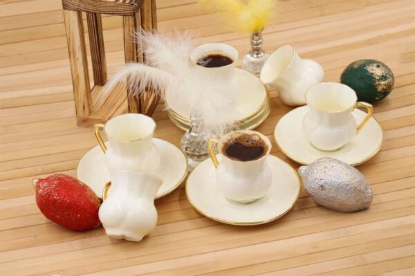 GLAMOUR OTTOMAN 12 PARÇA 6 KİŞİLİK KAHVE SETİ ALTIN RENK
