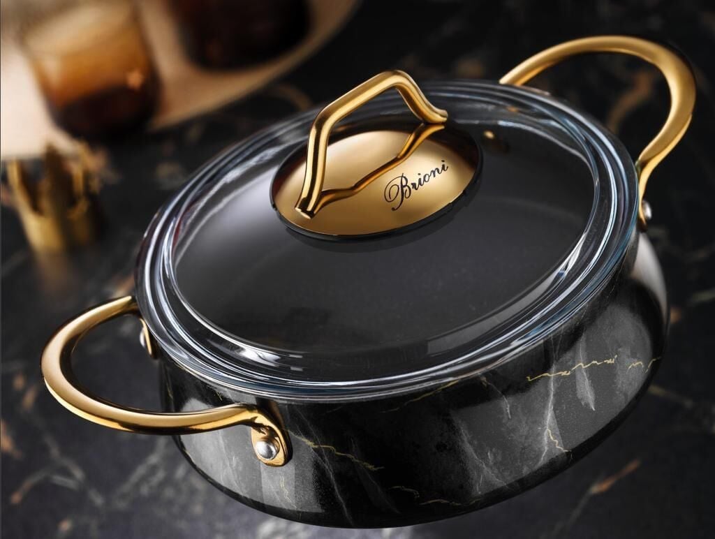 BRİONİ MARBLE KAPAKLI SAHAN SETİ SİYAH