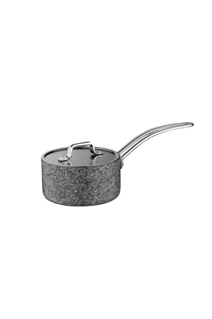BRİONİ STONE-H ÇİZİLMEZ YANMAZ YAPIŞMAZ İNDÜKSİYONLU 16 CM SOS TENCERESİ (KAPAKLI)
