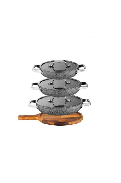 BRİONİ STONE- H ÇİZİLMEZ YANMAZ YAPIŞMAZ İNDÜKSİYONLU 7 PARÇA SAHAN SETİ