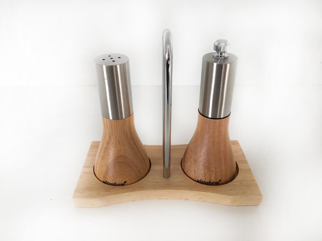 ULTRAFORM AHŞAP STANDLI TUZLUK VE BİBERLİK SETİ 12 CM