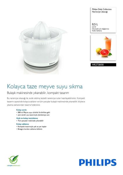 PHİLİPS HR-2738-00 NARENCİYE SIKACAĞI