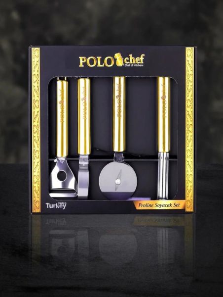 POLOCHEF PROLİNE PASLANMAZ ÇELİK SOYACAK SET GOLD