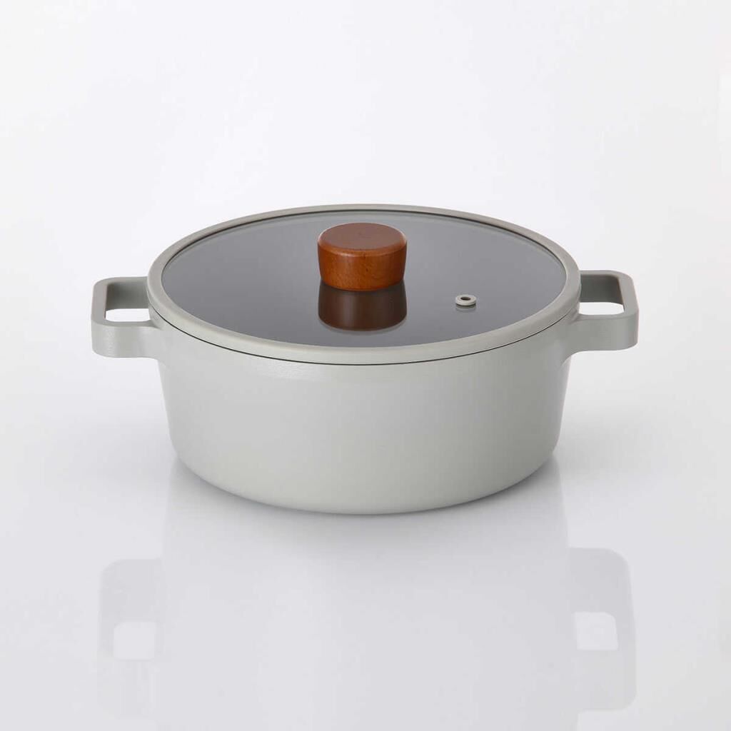 FİKA ALÜMİNYUM DÖKÜM TENCERE GRİ CAM KAPAKLI 18 CM