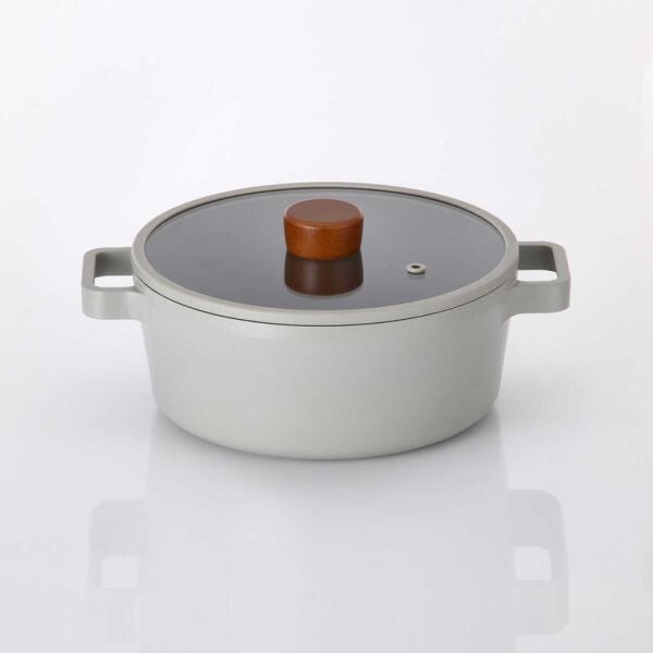 FİKA ALÜMİNYUM DÖKÜM TENCERE GRİ CAM KAPAKLI 18 CM