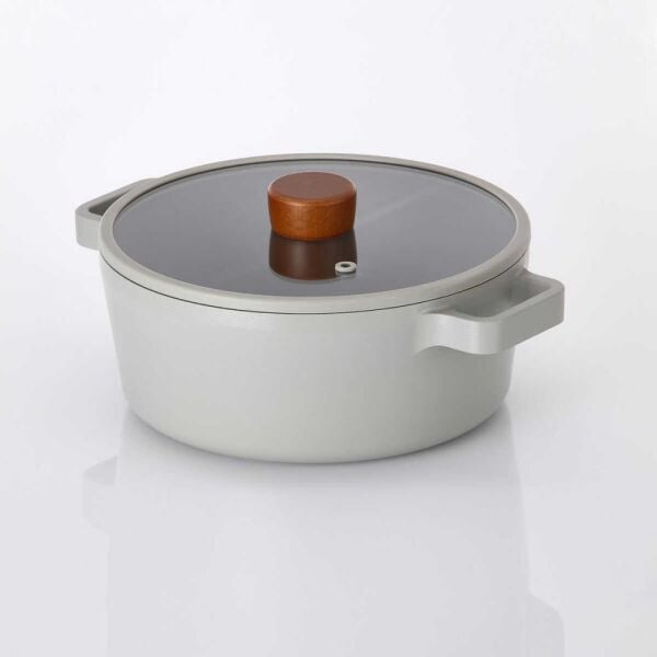 FİKA ALÜMİNYUM DÖKÜM TENCERE GRİ CAM KAPAKLI 18 CM