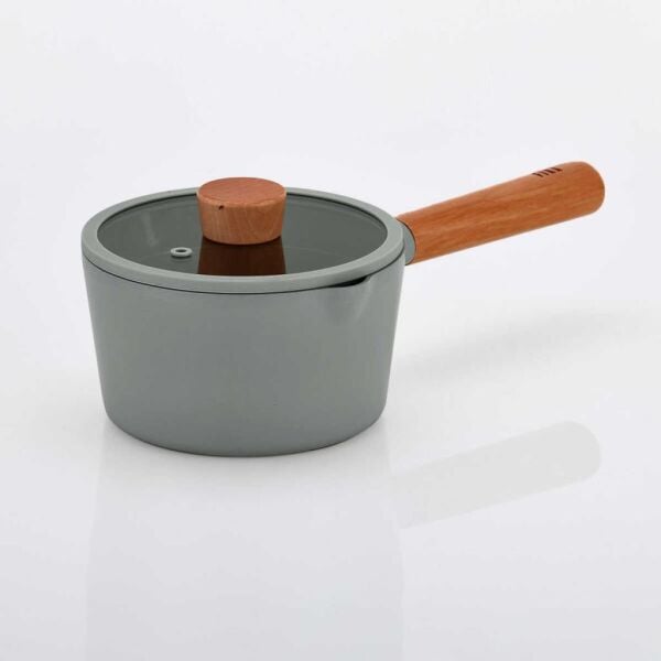 FİKA ALÜMİNYUM DÖKÜM SÜT TAVASI CAM KAPAKLI GRİ 16 CM