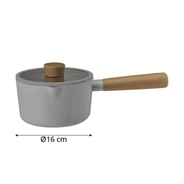 FİKA ALÜMİNYUM DÖKÜM SÜT TAVASI CAM KAPAKLI GRİ 16 CM