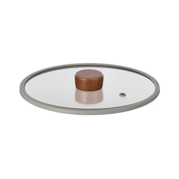 FİKA 22 CM DÜZ SİLİKON ÇERÇEVELİ CAM KAPAK GRİ
