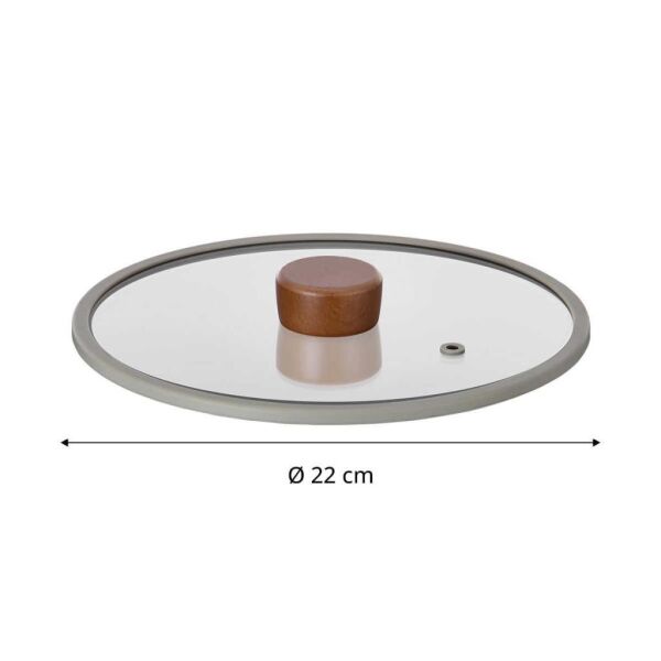 FİKA 22 CM DÜZ SİLİKON ÇERÇEVELİ CAM KAPAK GRİ