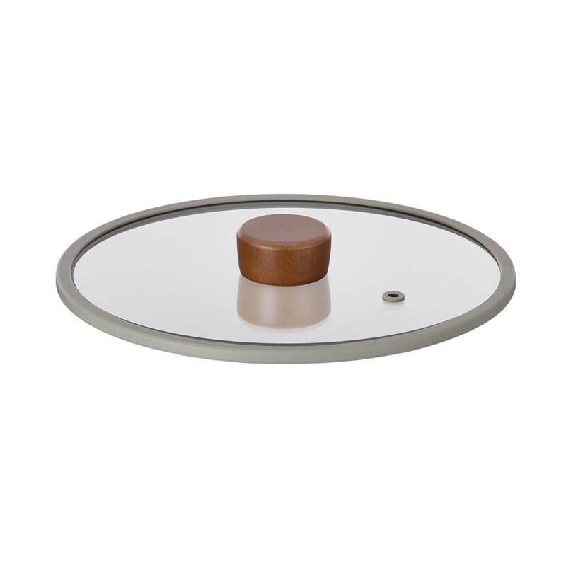 FİKA 24 CM DÜZ SİLİKON ÇERÇEVELİ CAM KAPAK GRİ