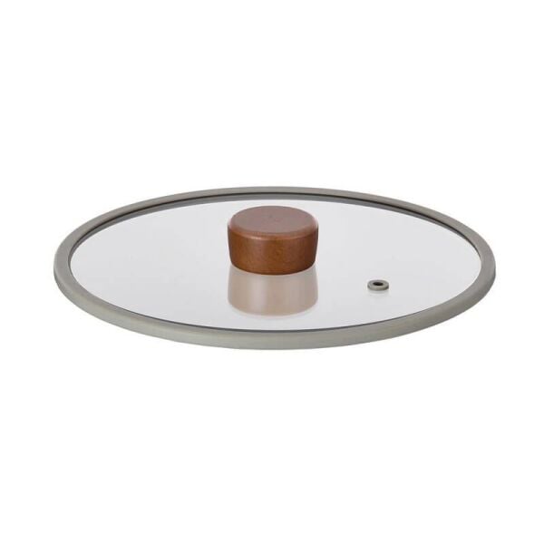 FİKA 24 CM DÜZ SİLİKON ÇERÇEVELİ CAM KAPAK GRİ