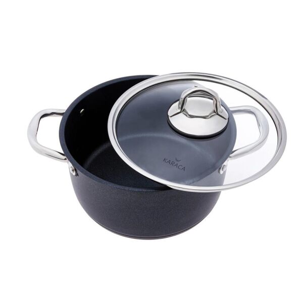 KARACA BİODİAMOND STEEL PLUS CAM KAPAKLI 7 PARÇA TENCERE SETİ