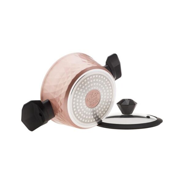 KARACA BİODİAMOND ANTİBAKTERİYEL KULP ROSE GOLD 7 PARÇA İNDÜKSİYON TABANLI TENCERE SETİ