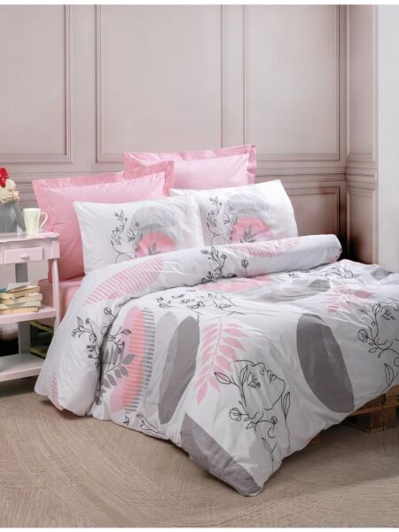 COTTON BOX LINEART ÇİFT KİŞİLİK NEVRESİM TAKIMI PEMBE