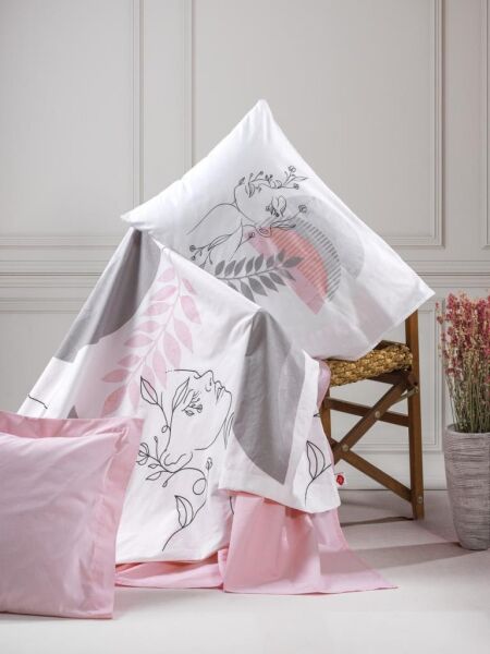 COTTON BOX LINEART ÇİFT KİŞİLİK NEVRESİM TAKIMI PEMBE