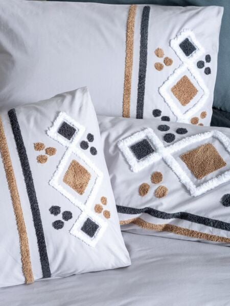 COTTON BOX PUFF NAKIŞLI NEVRESİM TAKIMI STESSO GRİ