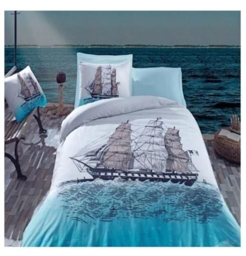 COTTON BOX MARITIME TEK KİŞİLİK NEVRESİM TAKIMI MAVİ