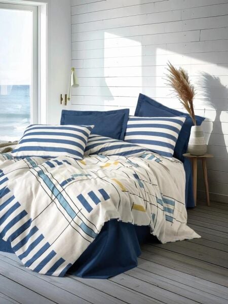 COTTON BOX TEK KİŞİLİK MODERN NEVRESİM TAKIMI LUNOX LACİVERT