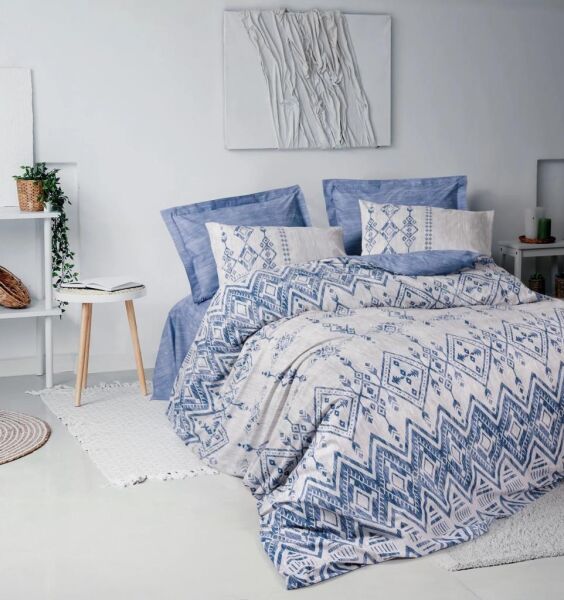 COTTON BOX ETHNIC ÇİFT KİŞİLİK NEVRESİM TAKIMI CLEO MAVİ