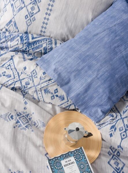 COTTON BOX ETHNIC ÇİFT KİŞİLİK NEVRESİM TAKIMI CLEO MAVİ