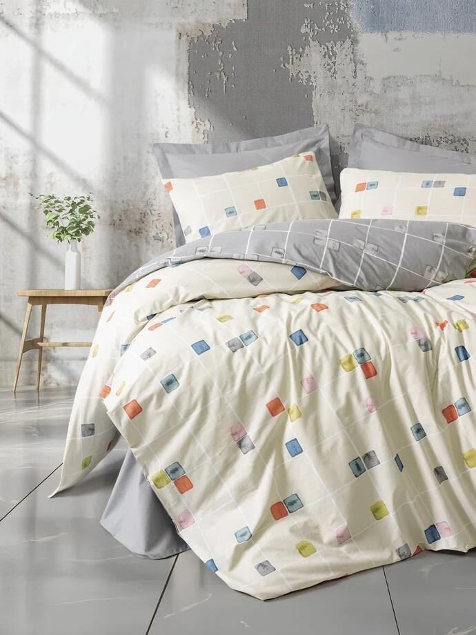 COTTON BOX MINIMAL ÇİFT KİŞİLİK LASTİKLİ ÇARŞAFLI NEVRESİM TAKIMI EVO GRİ
