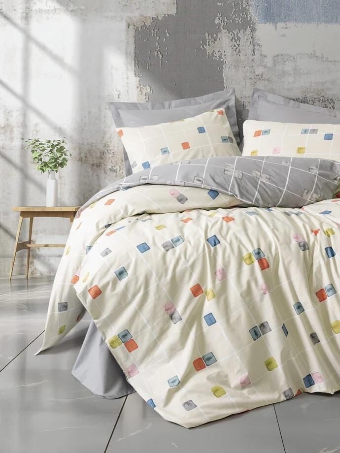 COTTON BOX MINIMAL ÇİFT KİŞİLİK LASTİKLİ ÇARŞAFLI NEVRESİM TAKIMI EVO GRİ