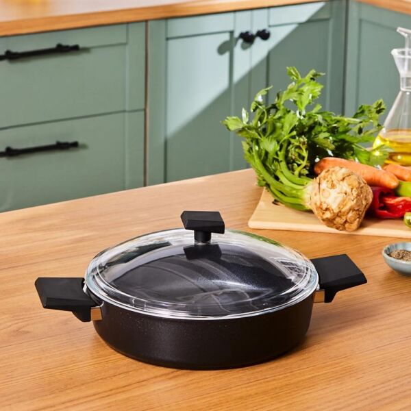 KARACA SWISS CRYSTAL 30 CM KARNIYARIK TENCERE BLACK