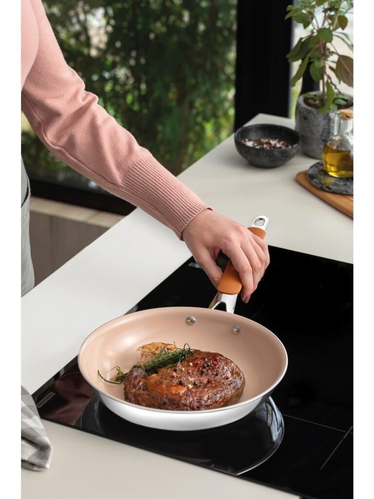 TRAMONTINA ROMAGNA DESERT CLAY 25 CM SERAMİK YÜZEYLİ KIZARTMA TAVASI
