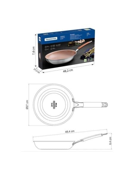 TRAMONTINA ROMAGNA DESERT CLAY 25 CM SERAMİK YÜZEYLİ KIZARTMA TAVASI