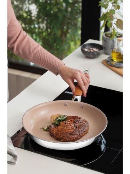 TRAMONTINA ROMAGNA DESERT CLAY 30 CM SERAMİK YÜZEYLİ KIZARTMA TAVASI