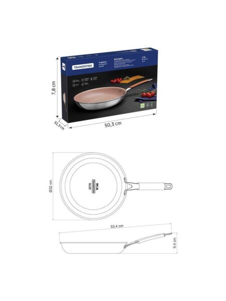 TRAMONTINA ROMAGNA DESERT CLAY 30 CM SERAMİK YÜZEYLİ KIZARTMA TAVASI