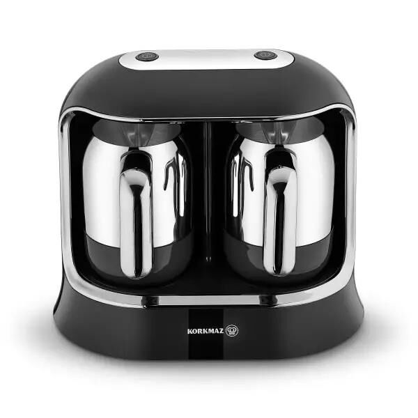 KORKMAZ A861-01 KAHVEKOLİK TWIN KAHVE MAKİNESİ SİYAH/KROM