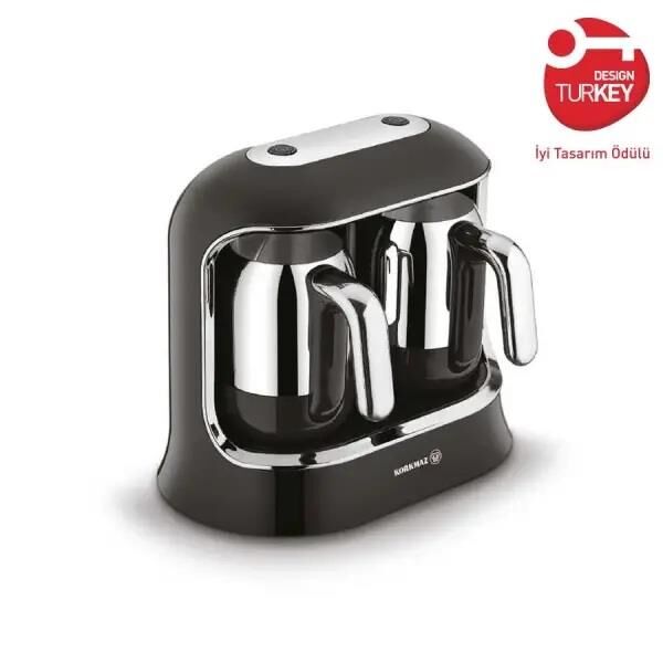 KORKMAZ A861-01 KAHVEKOLİK TWIN KAHVE MAKİNESİ SİYAH/KROM