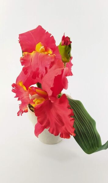 DEKORATİF SAKSILI YAPAY KIRMIZI ÇİÇEK